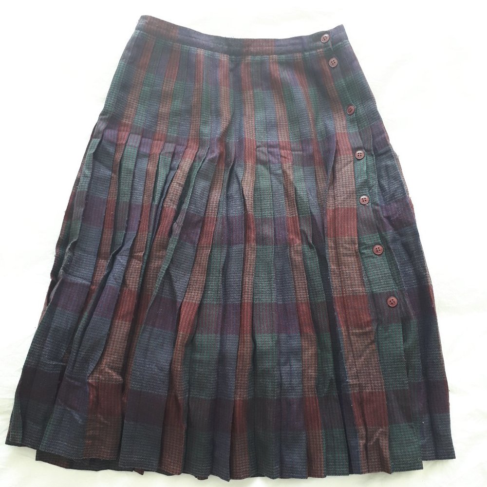 Robert Chavenko vintage plaid wool pleated skirt